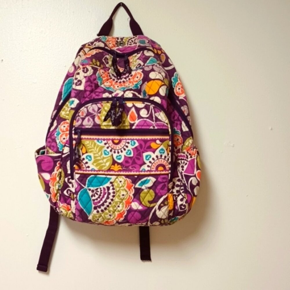 Vera Bradley women's large printed cotton travel backpack. Durable, lightweight.